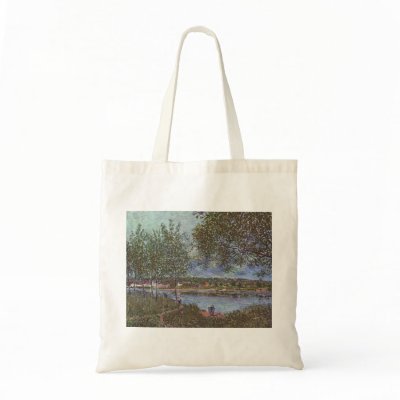 Alfred Sisley Weg der alten Fähre in By 1880 Canvas Bags by inquester