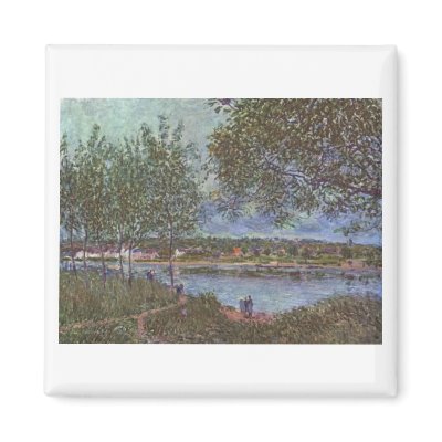 Alfred Sisley Weg der alten Fähre in By 1880 Fridge Magnet by inquester