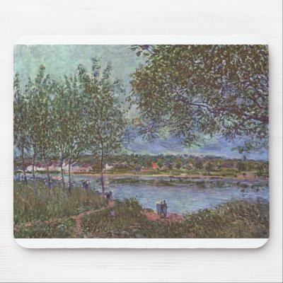 Alfred Sisley Weg der alten Fähre in By 1880 Mouse Pads by inquester