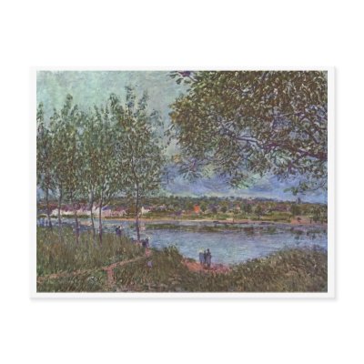 Alfred Sisley Weg der alten Fähre in By 1880 Post Card by inquester