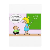 algebra kid teacher yesterday x equals two postcard