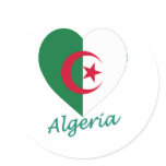 Algeria Flag Heart Round Sticker
