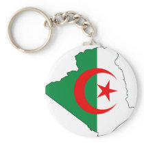 Algeria flag map DZ Keychain