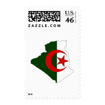 Algeria flag map postage