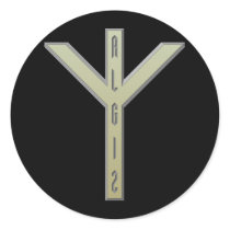 Algiz Rune gold Round Stickers