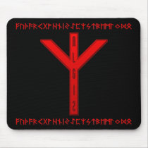 Algiz Rune red Mouse Pad