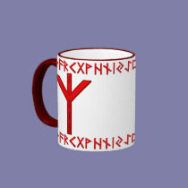 Algiz Rune red mugs