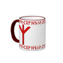 Algiz Rune red mugs