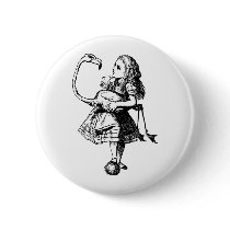 Alice and Flamingo Inked Black Pins