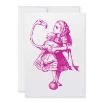 Alice and Flamingo Inked Pink invitations