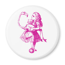 Alice and Flamingo Inked Pink Magnets