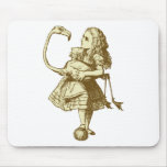 Alice and Flamingo Inked Sepia Mouse Pads