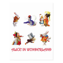 ALICE AND HER FRIENDS FROM WONDERLAND POST CARD