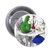 Alice and the Caterpillar Pinback Buttons