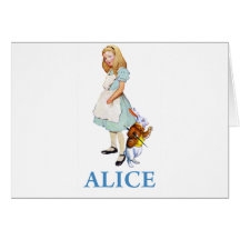 Alice and the White Rabbit in Wonderland Greeting Card
