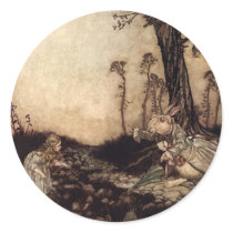 Alice and the White Rabbit Round Sticker