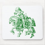 Alice and White Knight Inked Green Mouse Pad