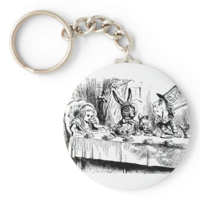 Alice at the Mad Tea Party Keychains by Storybook_Quotes