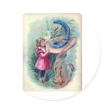 Alice & Caterpillar Round Sticker