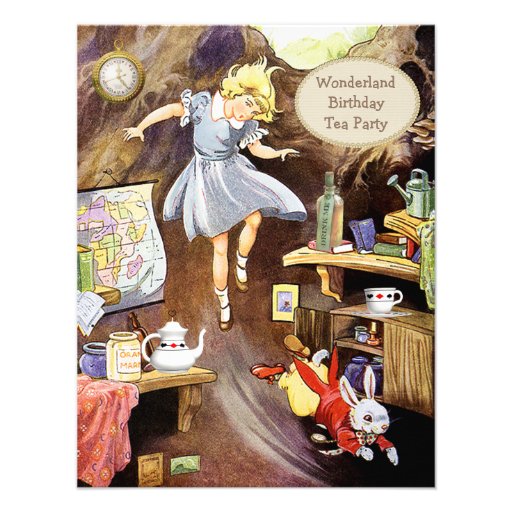 Alice Down the Rabbit Hole Birthday Tea Party Invites