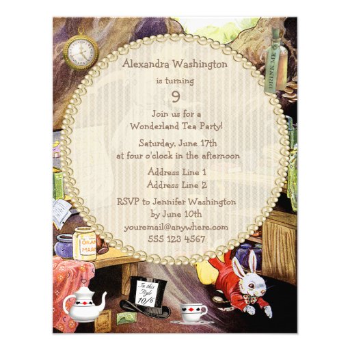 Alice Down the Rabbit Hole Birthday Tea Party Invites