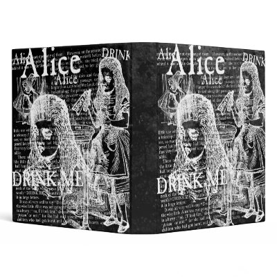 Alice Drink Me Collage Dark Binder by opheliasart