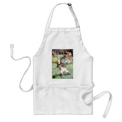 Alice Encounters A Rabbit Distraction Aprons by WONDERLAND_SHOP