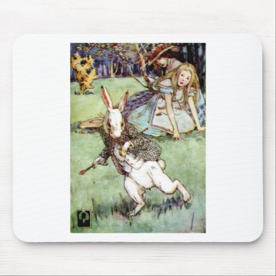 Alice Encounters A Rabbit Distraction Mousepad by WONDERLAND_SHOP
