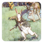 Alice Encounters a Rabbit Distraction Square Sticker