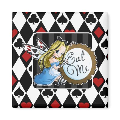 Alice Fairy Eat Me Square Magnet by clrkrex