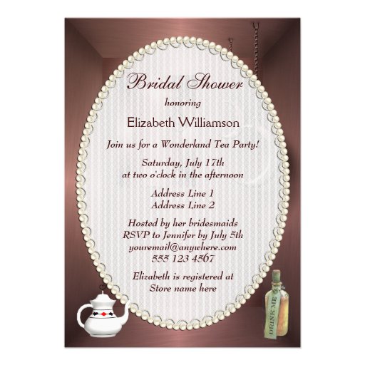 Alice, Flamingo & Cheshire Cat Bridal Shower Personalized Invite