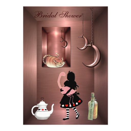 Alice, Flamingo & Cheshire Cat Bridal Shower Personalized Invite