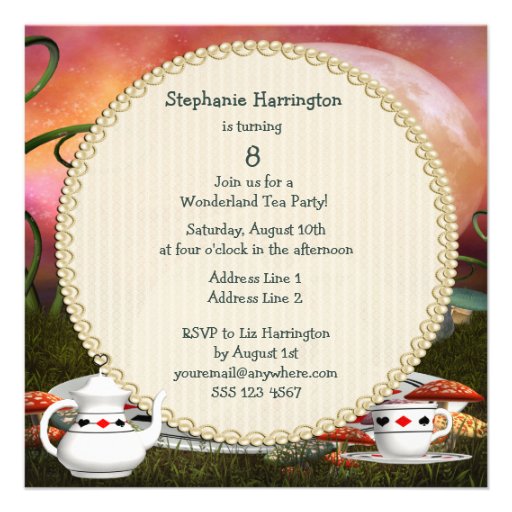 Alice & Flamingo Wonderland Birthday Party Personalized Invite