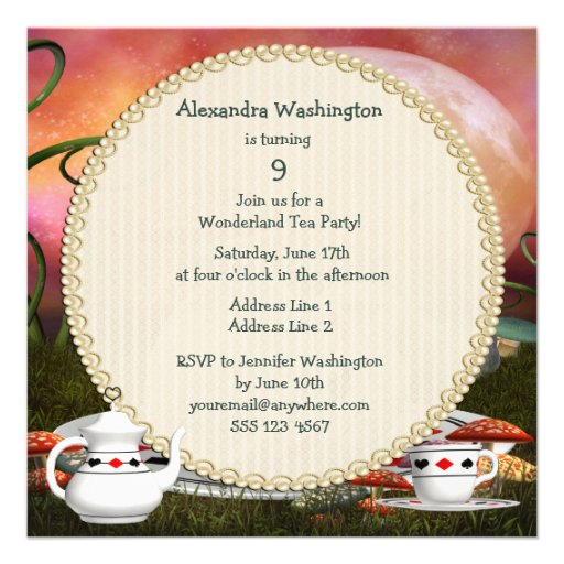 Alice & Flamingo Wonderland Birthday Party Invite