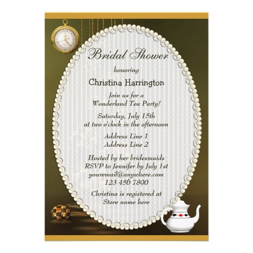 Alice & Flamingo Wonderland Bridal Shower Personalized Announcements