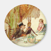 ALICE HERSELF TO THE MAD HATTER'S TEA PARTY REFRIGERATOR MAGNETS