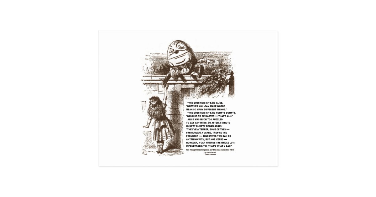 Alice Humpty Dumpty Wonderland Conversation Quote Postcard Zazzle