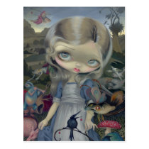 bosch, hieronymus bosch, pop surrealism, lowbrow, big eye, lewis carroll, alice enchanted, jasmine becket-griffith, big eyes, artsprojekt, monster, creatures, demons, alice, enchanted, through the looking glass, wonderland, lewis, carroll, big eyed, jasmine, becket-griffith, becket, griffith, strangeling, goth, gothic, low brow, strangling, fantasy art, pop surrealist, painting, acrylic, paintings, strangulation, creepy-crawly, air mass, throttling, fantasy life, Postcard with custom graphic design