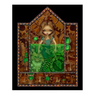 Alice in Absinthe ART PRINT wonderland steampunk print