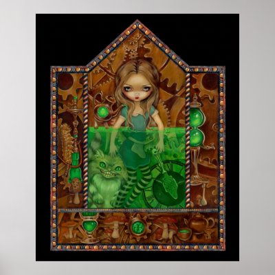 Alice in Absinthe ART PRINT wonderland steampunk by strangeling