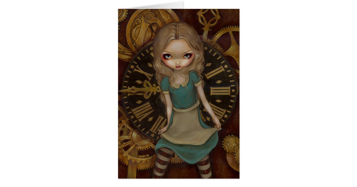 "Alice in Clockwork" Greeting Card Zazzle