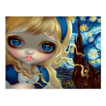 alice in wonderland, alice, wonderland, van, gogh, van gogh, vincent, starry night, jasmine, becket-griffith, artsprojekt, the starry night, starry, night, impressionism, impressionist, new contemporary, new, contemporary, art, big eye, big eyed, fairytale, becket, griffith, jasmine becket-griffith, beckett, jasmin, strangeling, artist, goth, gothic, fairy, gothic fairy, faery, fairies, faerie, fairie, lowbrow, low brow, Cartão postal com design gráfico personalizado