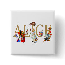 ALICE IN WONDERLAND AND FRIENDS BUTTON