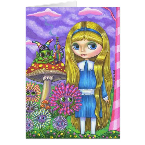 Alice in Wonderland and the Caterpillar card