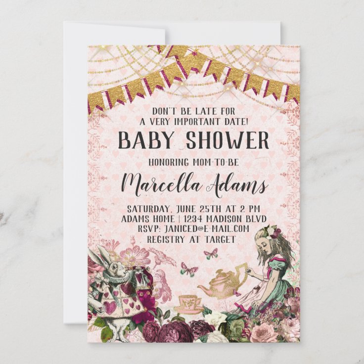 Alice In Wonderland Baby Shower Invitation Zazzle