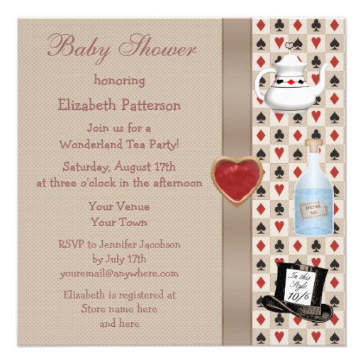 Alice in Wonderland Baby Shower Tea Party Invites