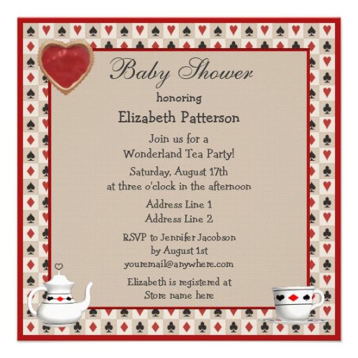 Alice in Wonderland Baby Shower Tea Party Invites