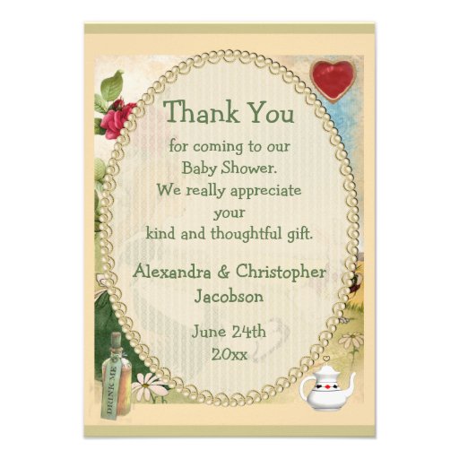 Alice in Wonderland Baby Shower Thank You Invitations