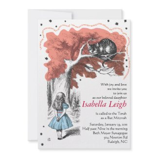 Alice In Wonderland Bat Mitzvah Invitation Invite zazzle_invitation