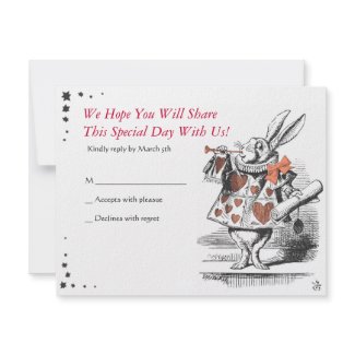 Alice In Wonderland Bat Mitzvah Reply Card invitation